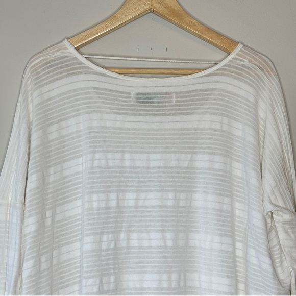 Free People Beach White Striped Long Sleeve Tunic Top Cover Up One Size - Picture 8 of 9